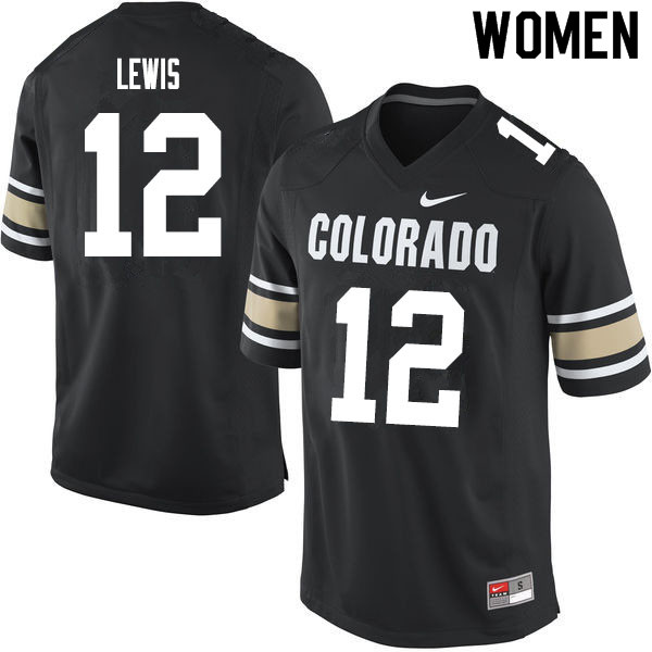 Women #12 Brendon Lewis Colorado Buffaloes College Football Jerseys Sale-Home Black - Click Image to Close